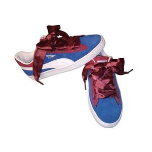 PUMA Suede Heart Satin Lapis Blue, Urban Red. Size 7 5 